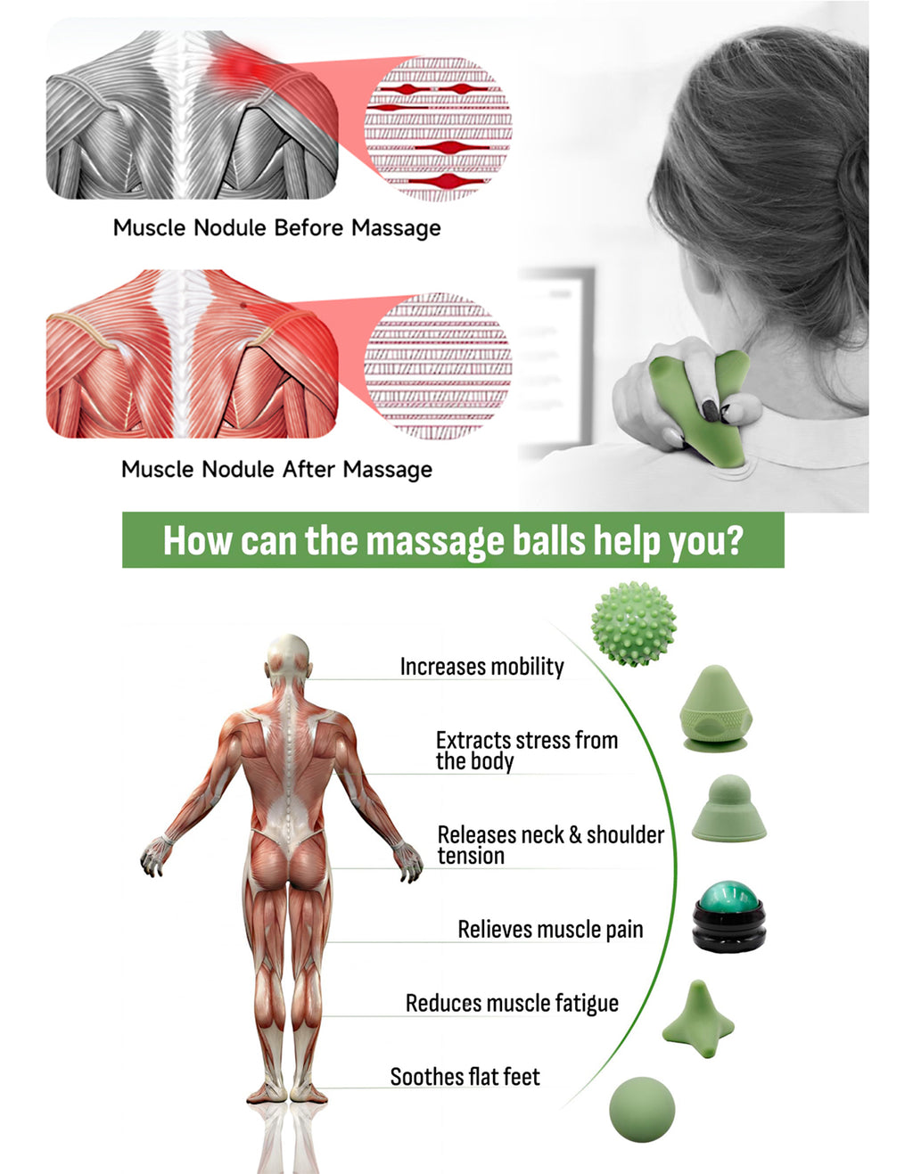 Tumaz Care MAS2501 Setof6 Massage Balls for Trigger Point Therapy & Relief