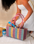 Fino MLB01-246 Multicolor Tote Straw/ Beach and Shopping Bag