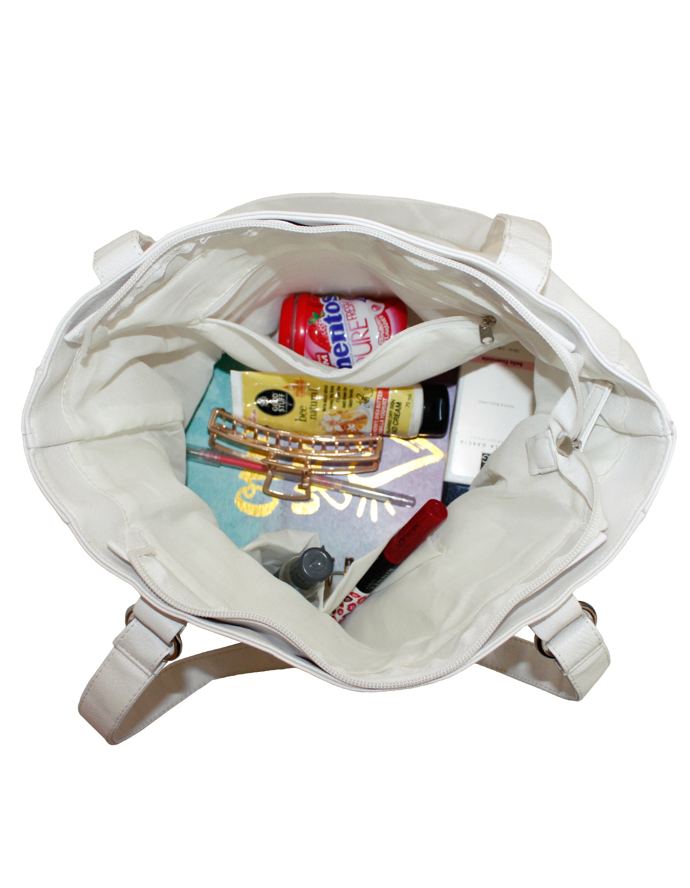 Fino NK-7687 Faux Leather Women's Casual Everyday Shoulder Bag  - White