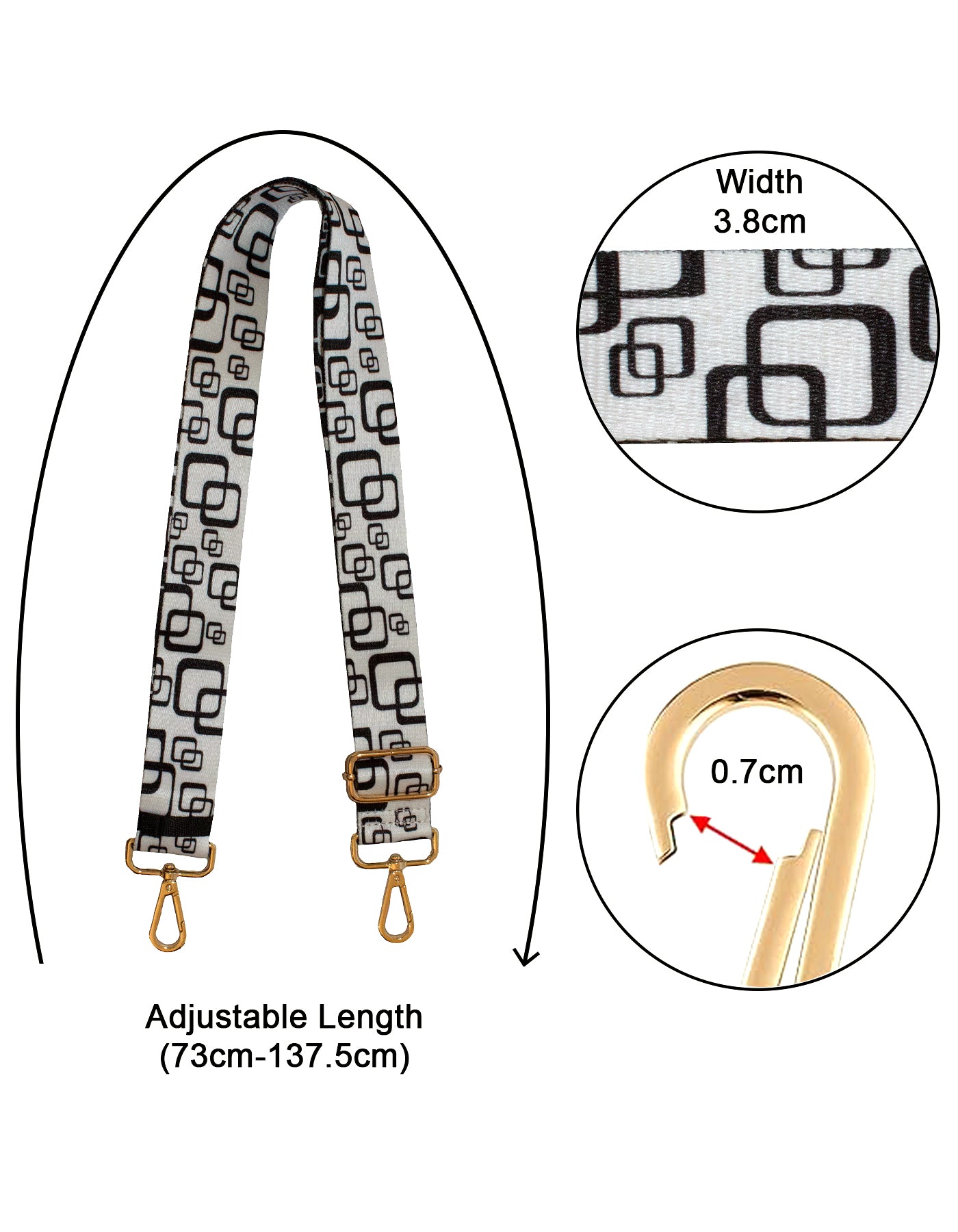 Fino RX240819-E Adjustable Replacement Strap for Women's Hand & Shoulder Bags