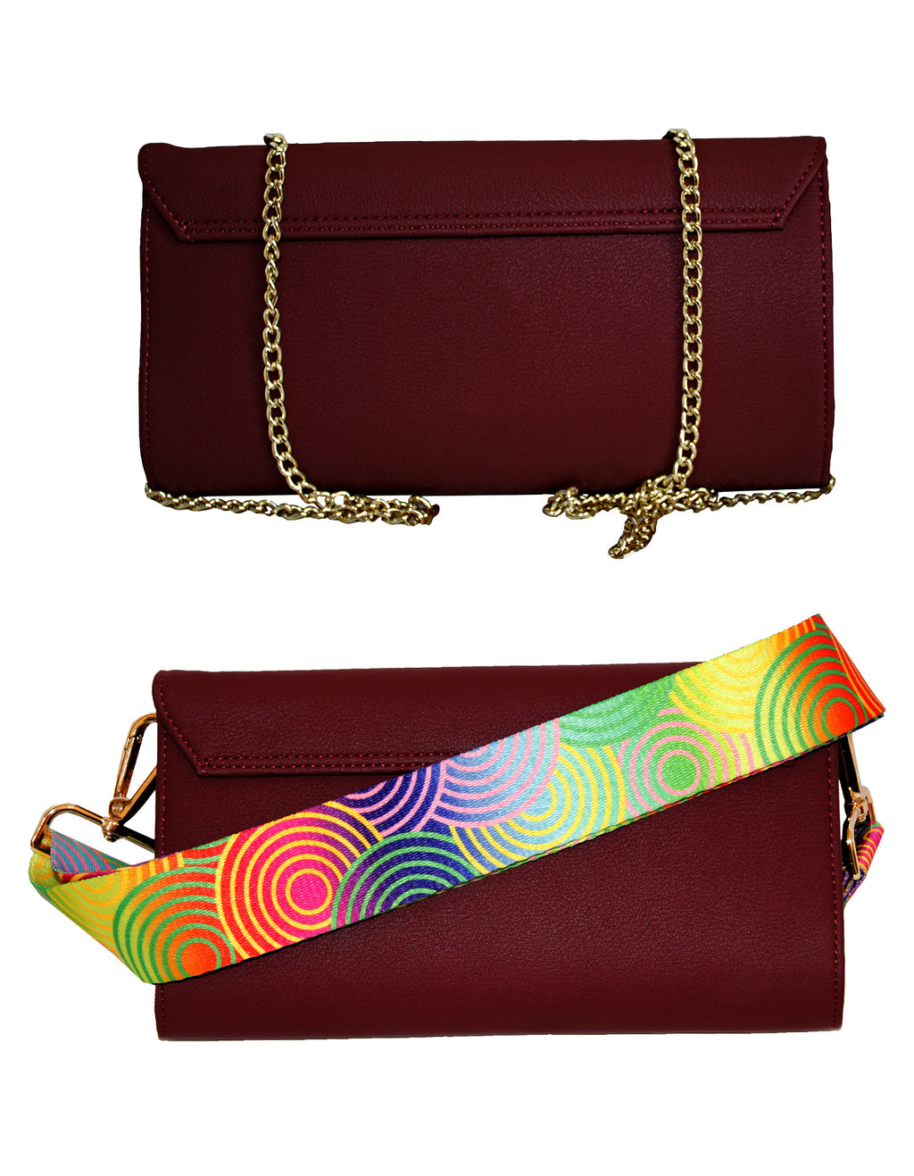 Fino RXB5924RED Faux Leather 2in1 Clutch Bag with 2 Removable Straps
