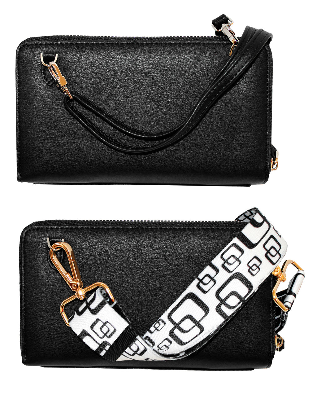 Fino RXE570BLK Faux Leather 2in1 Crossbody Bag with 2 Removable Straps