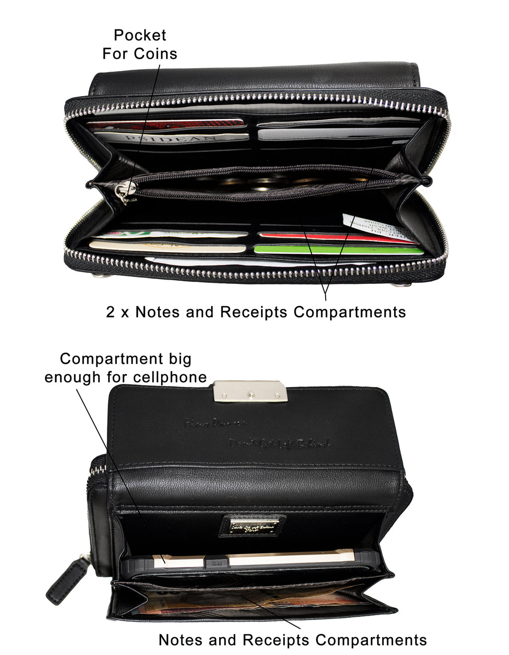 Fino RXE570BLK Faux Leather 2in1 Crossbody Bag with 2 Removable Straps