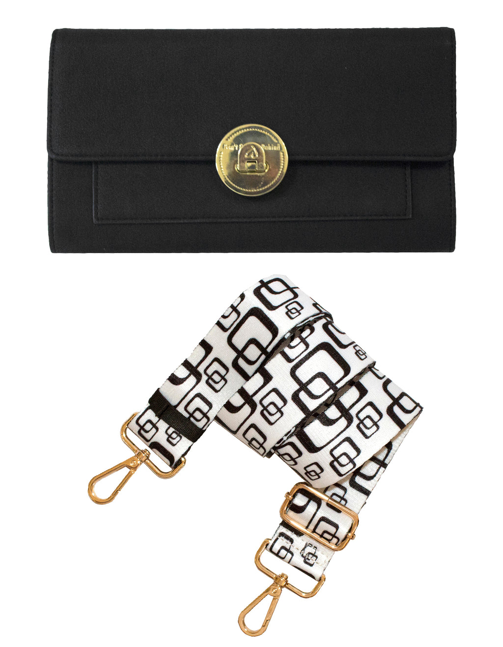 Fino RXE5924BLK Faux Leather 2in1 Clutch Bag with 2 Removable Straps