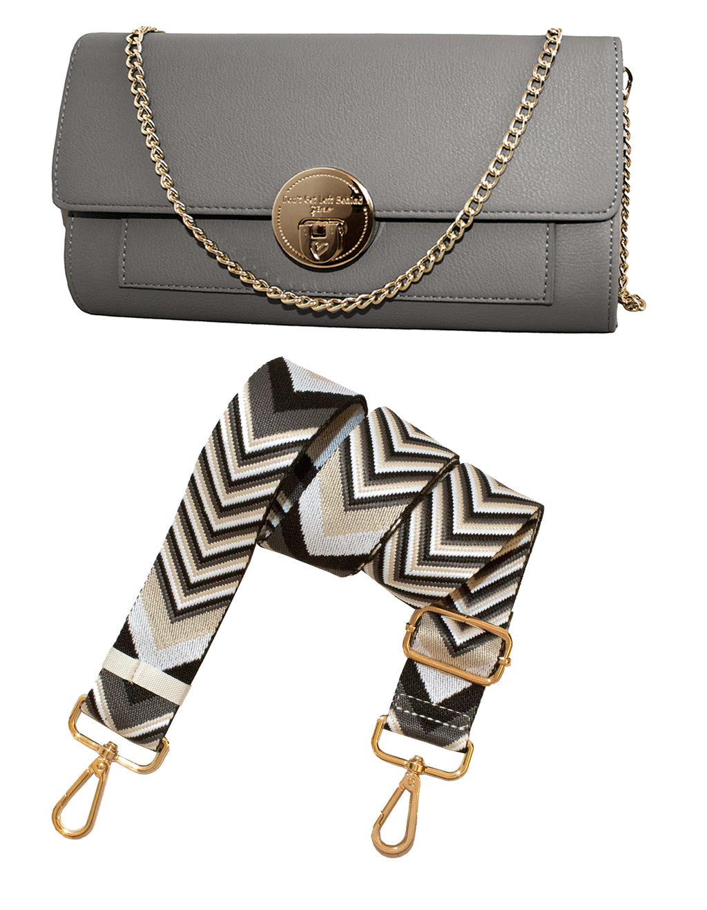Fino RXF5924GRY Faux Leather 2in1 Clutch Bag with 2 Removable Straps