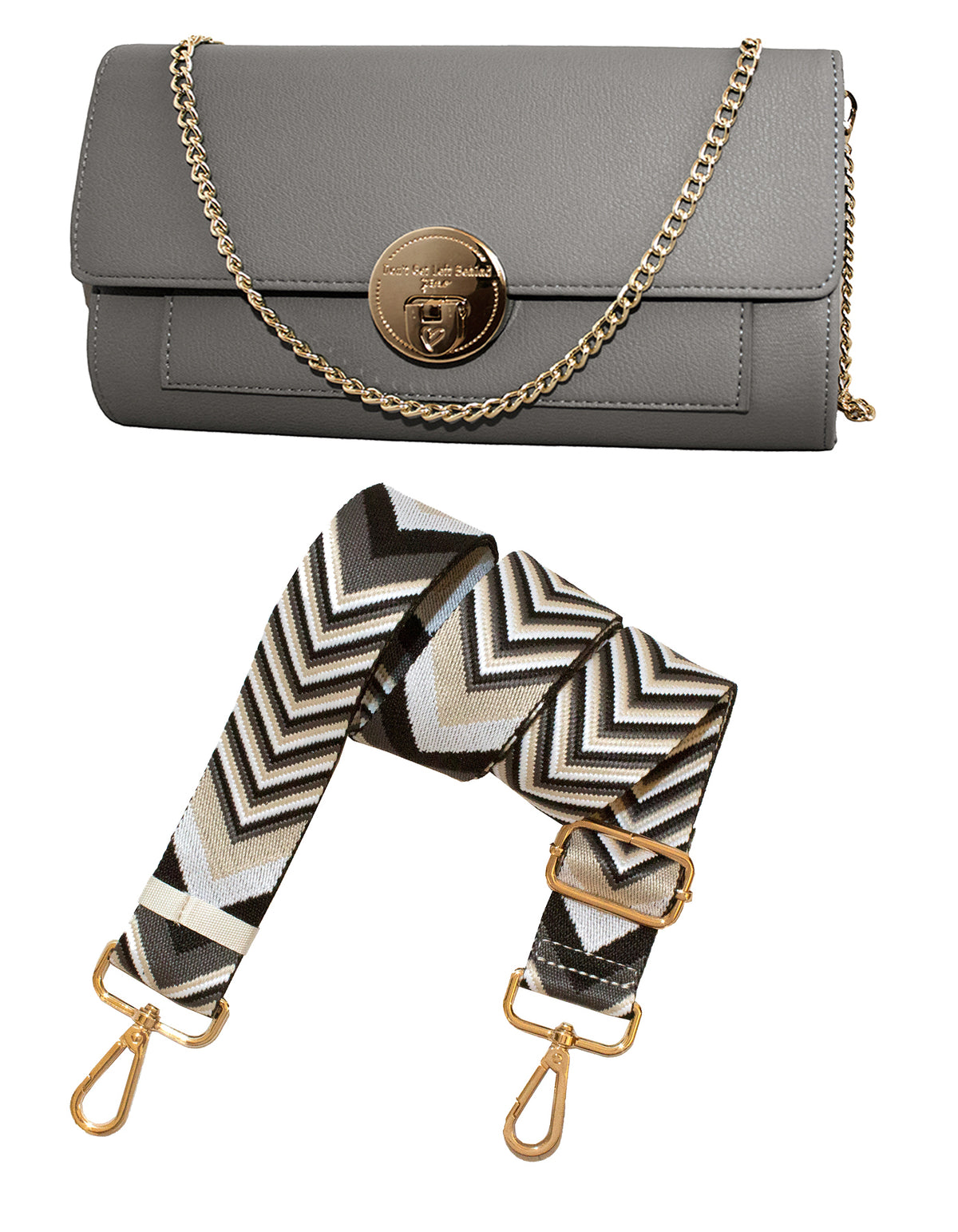 Fino RXF5924GRY Faux Leather 2in1 Clutch Bag with 2 Removable Straps
