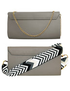 Fino RXF5924GRY Faux Leather 2in1 Clutch Bag with 2 Removable Straps