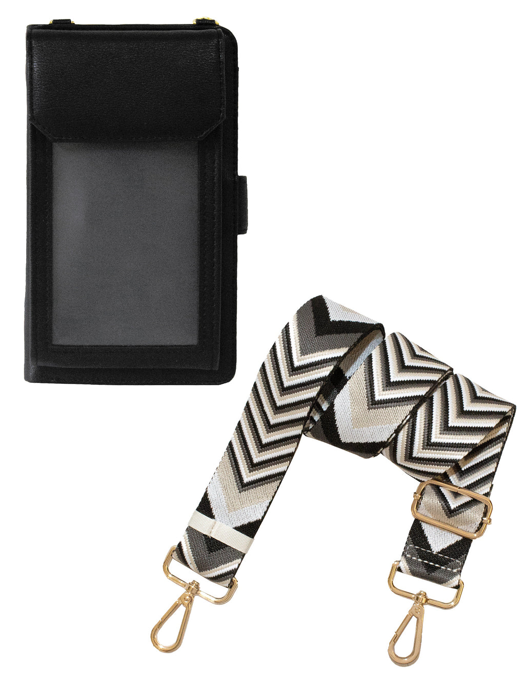 Fino RXF9705BLK Faux Leather 2in1 Cellphone Bag and 2 Removable Straps