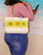 Fino SCM04313 Flower Design Straw /Beach Bag