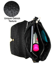 Fino SK-1857+67-093 Faux Leather Ostrich Cross Body Bag & Purse Set