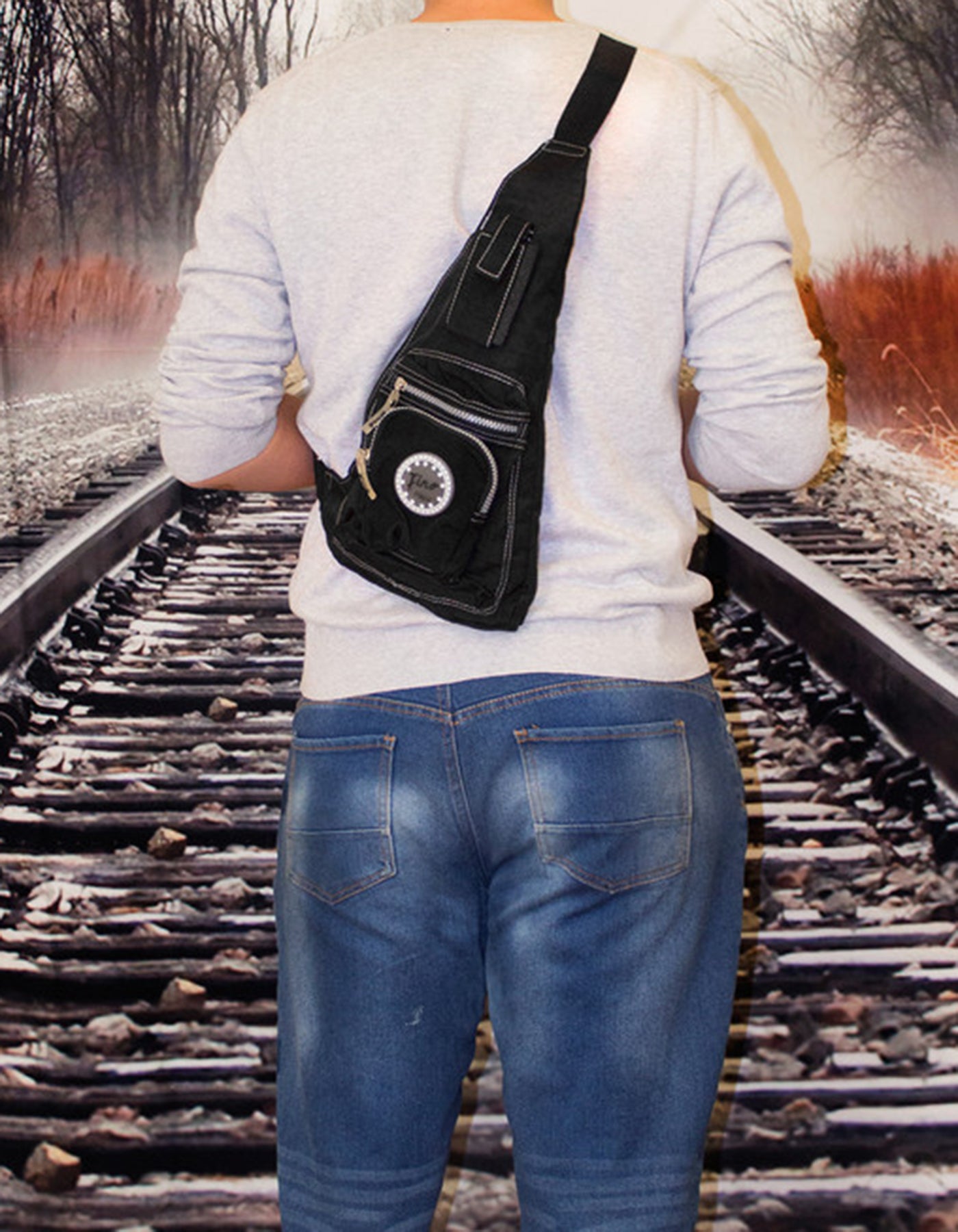 Fino SK-7726 Lightweight Waterproof Washed Nylon Crossbody Bag