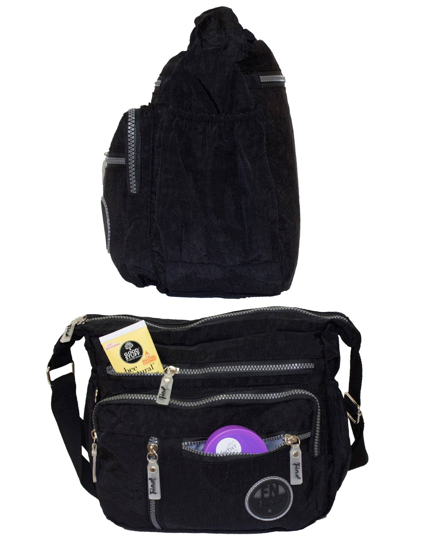 Fino SK-7739 Washed Nylon Multi-Pocket Messenger Bag