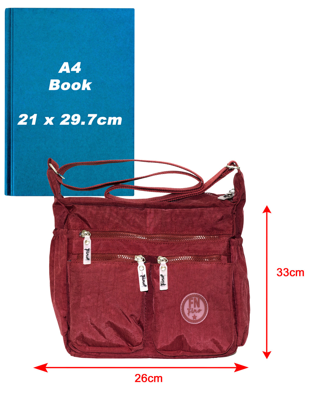 Fino SK-7740A Waterproof Ultra-Light Crinkle Nylon Shoulder/ Crossbody Bag