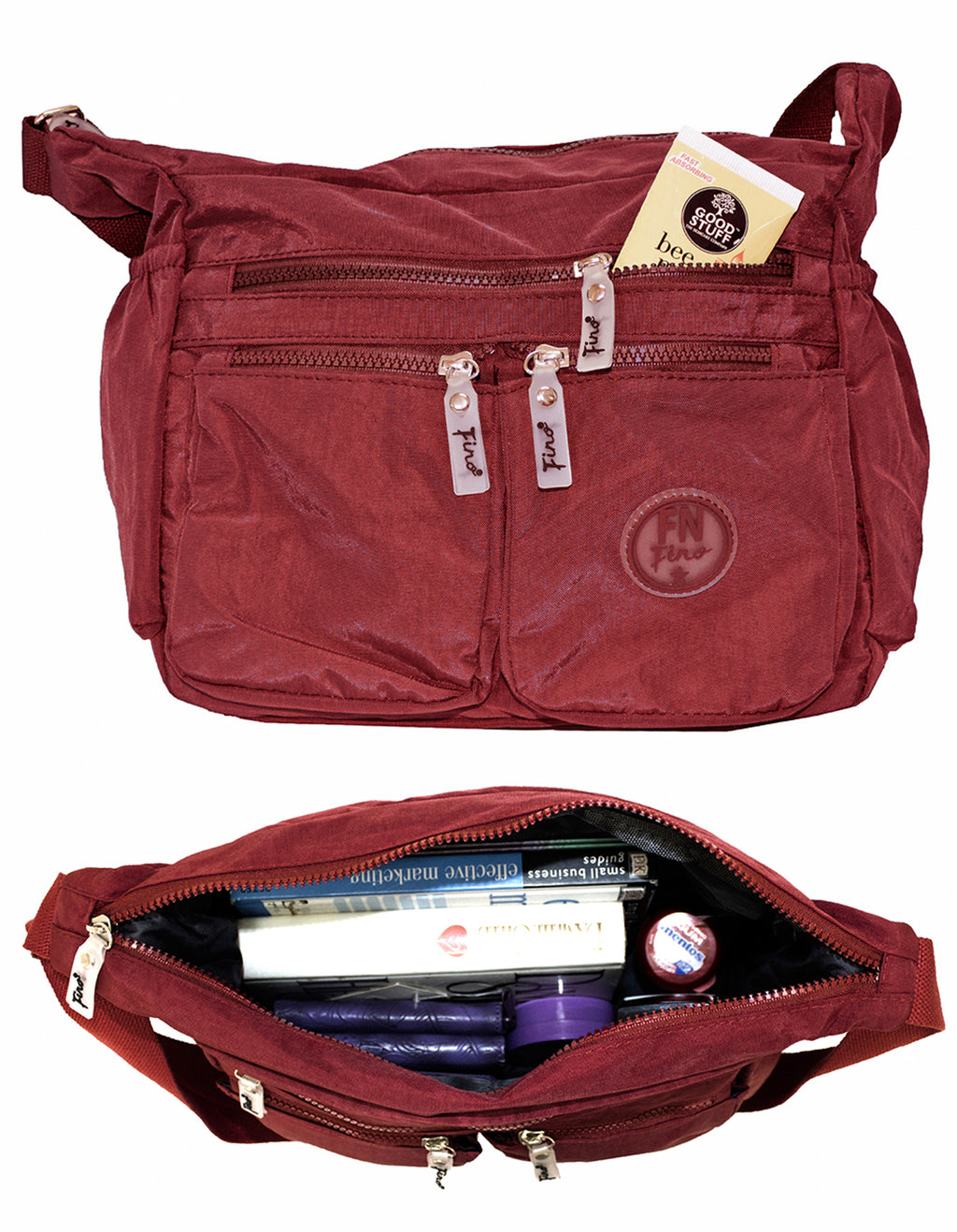Fino SK-7740A Waterproof Ultra-Light Crinkle Nylon Shoulder/ Crossbody Bag