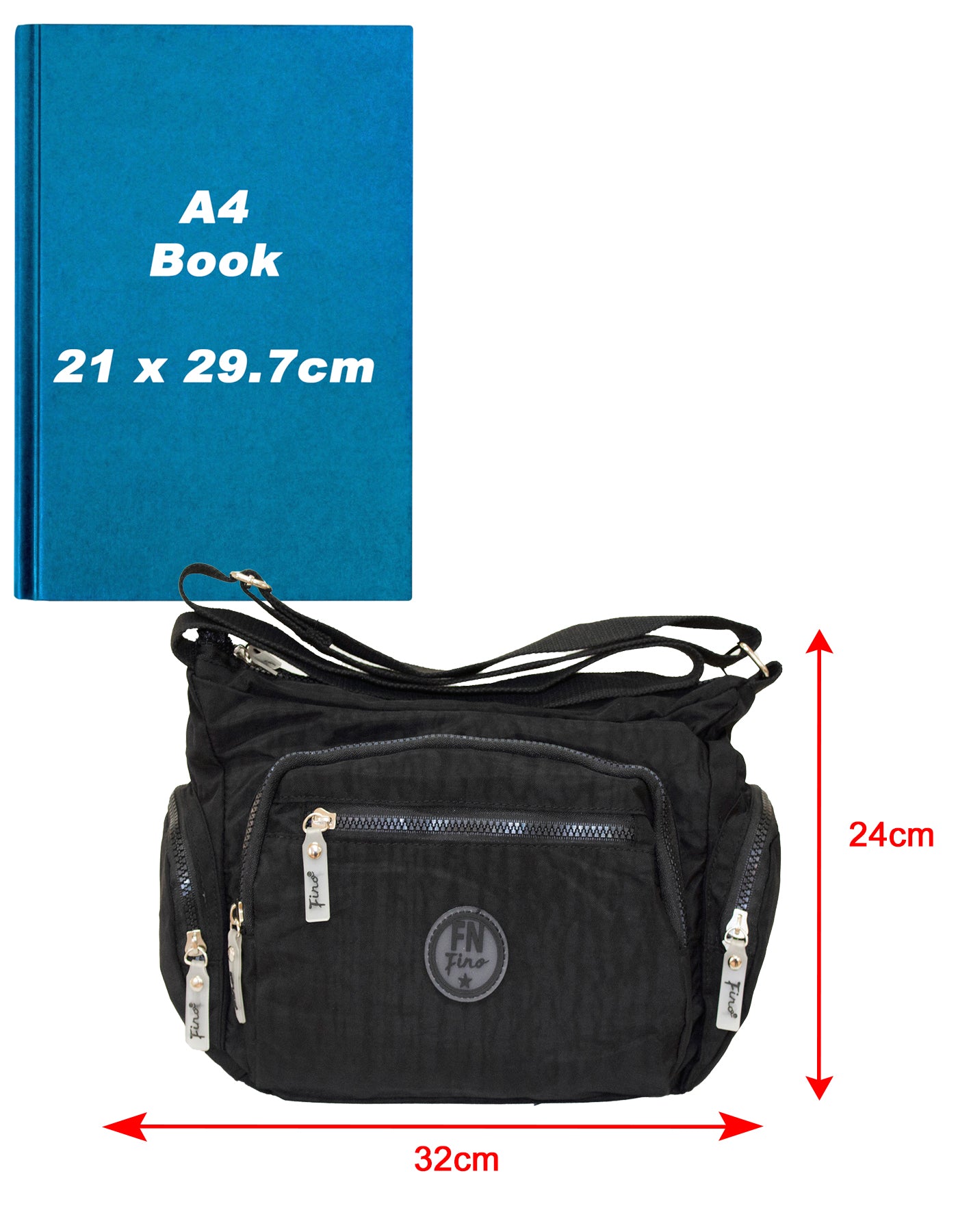 Fino SK-7741 Nylon Shoulder/ Crossbody Waterproof Ultra-Light Crinkle Bag