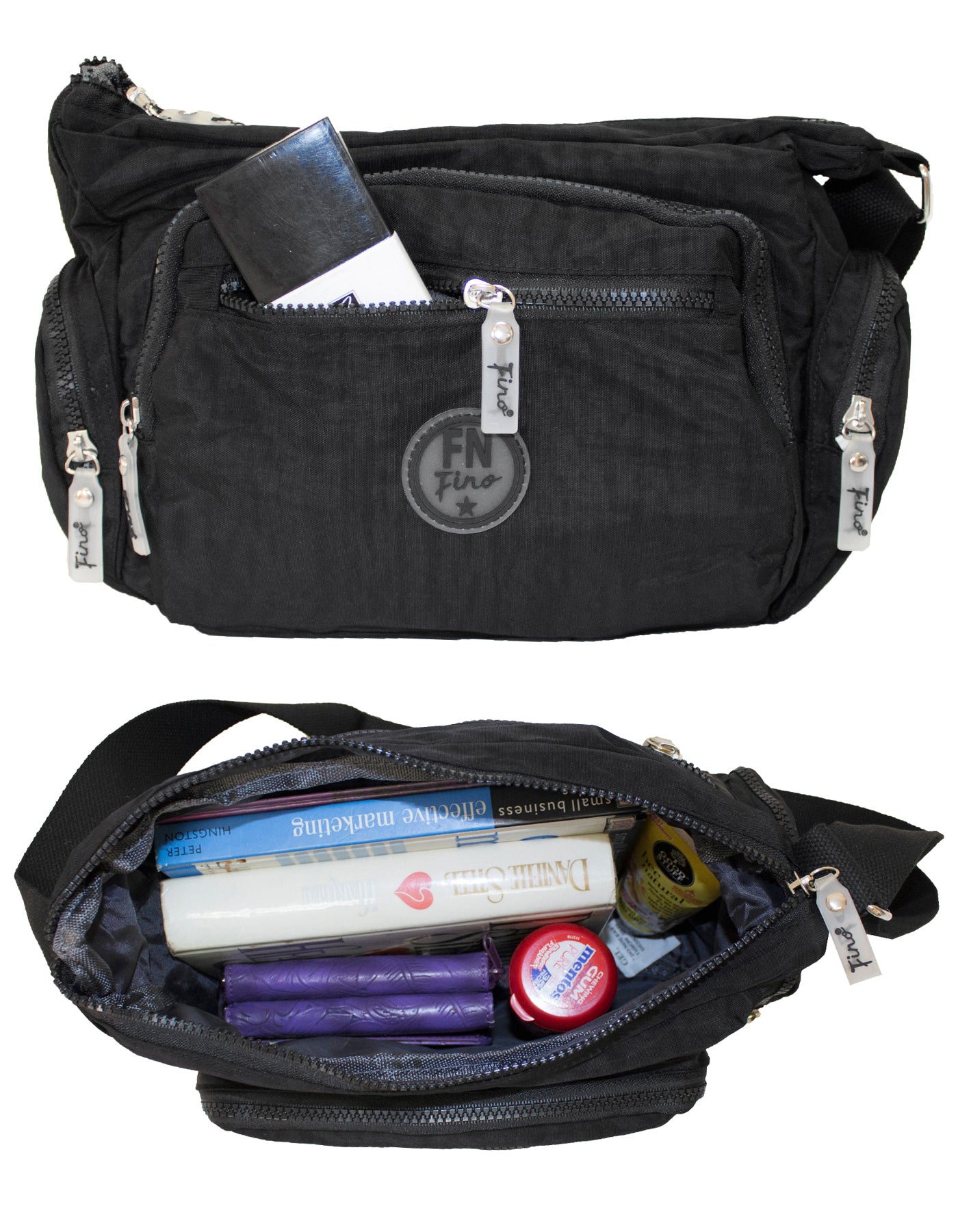 Fino SK-7741 Nylon Shoulder/ Crossbody Waterproof Ultra-Light Crinkle Bag