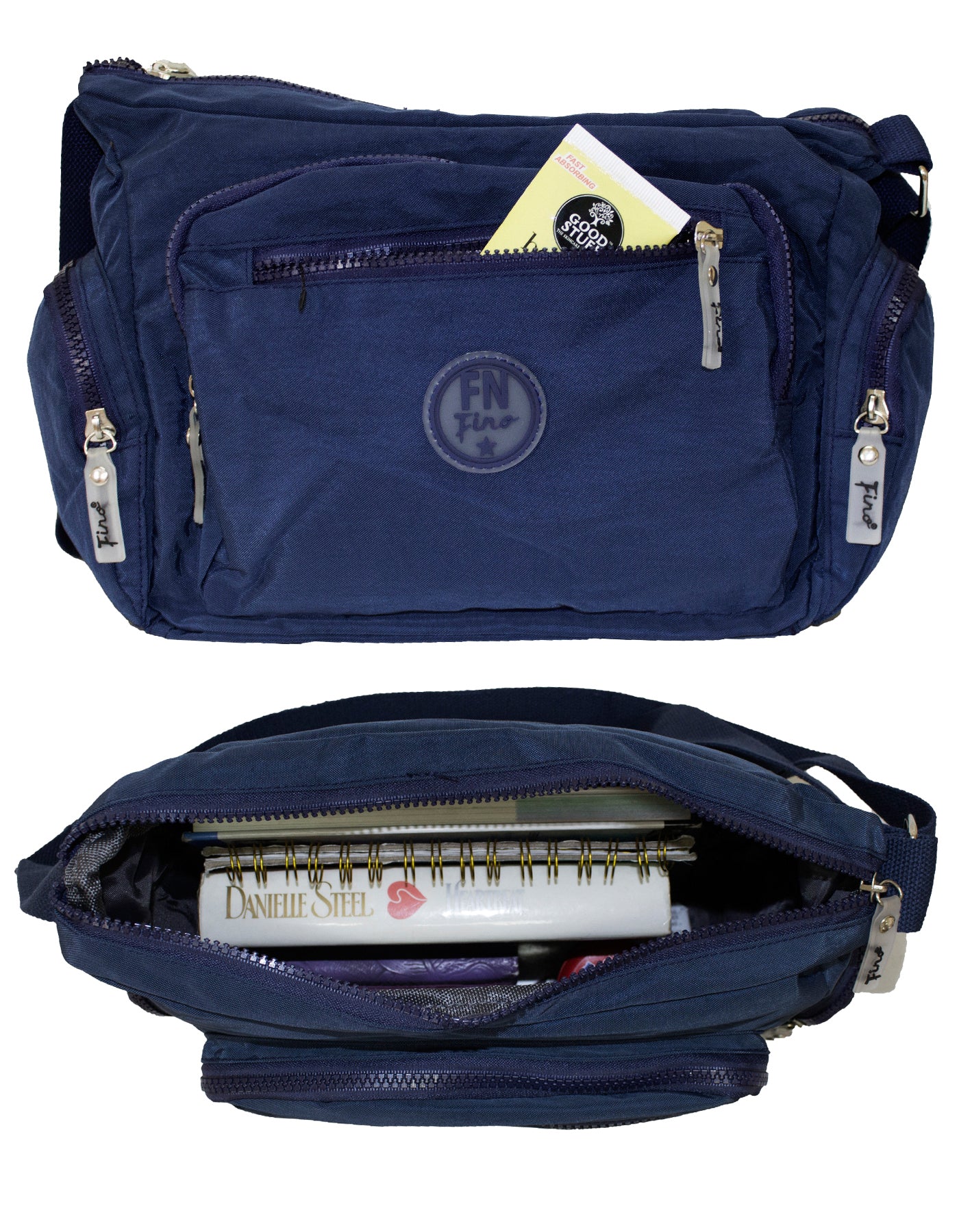 Fino SK-7741 Nylon Shoulder/ Crossbody Waterproof Ultra-Light Crinkle Bag