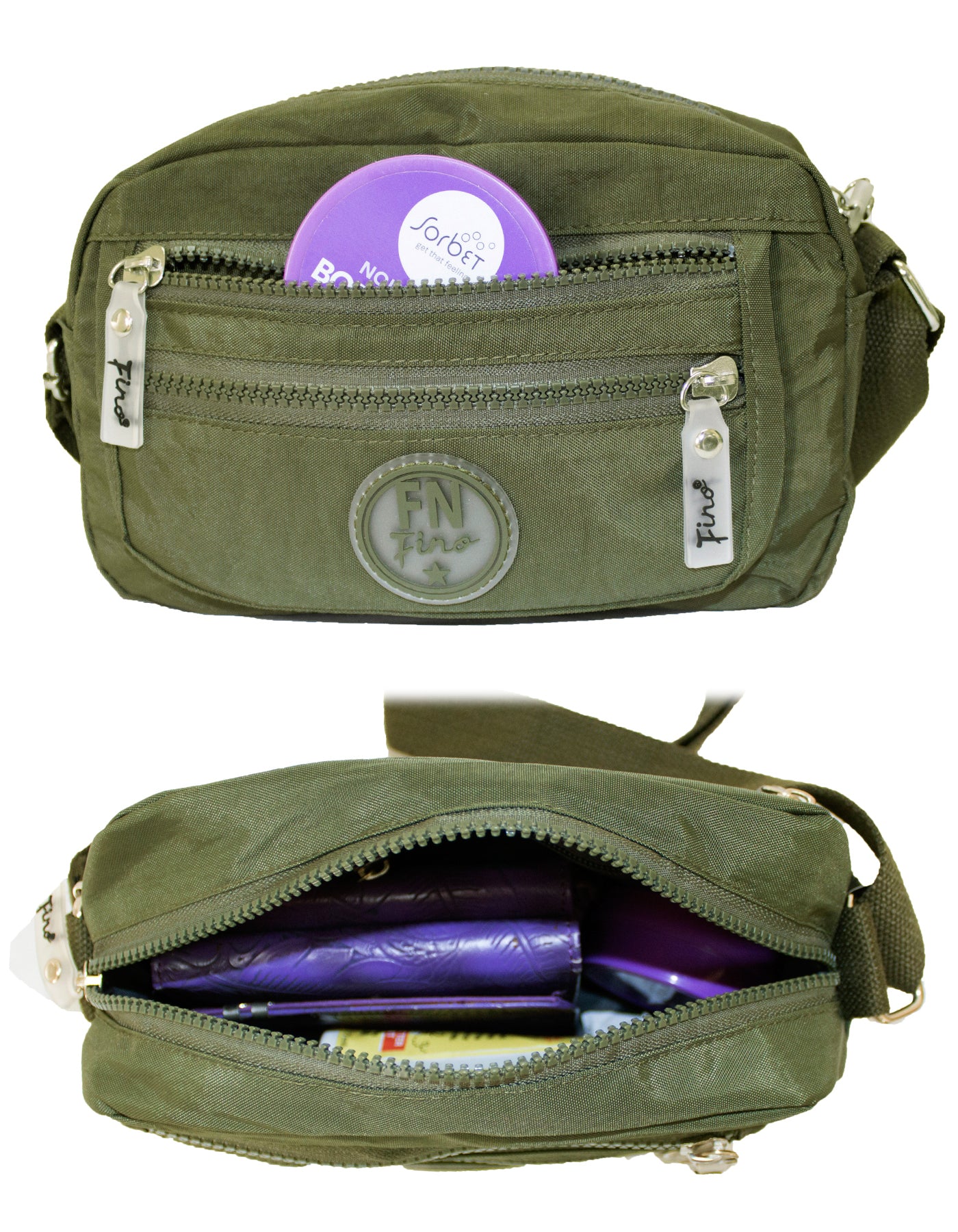 Fino SK-7742 Waterproof Ultra-Light Crinkle Nylon Crossbody/ Shoulder Bag