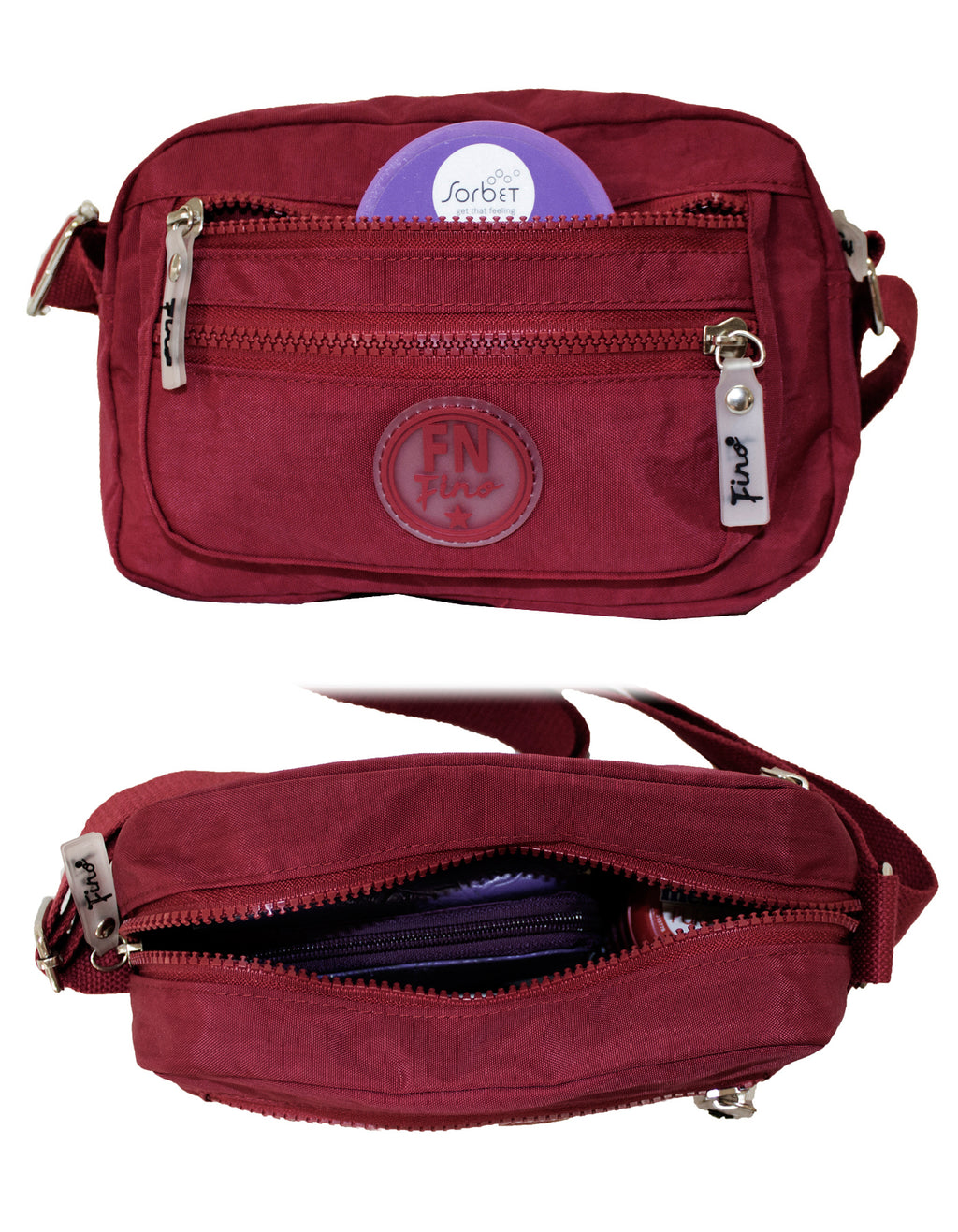 Fino SK-7742 Waterproof Ultra-Light Crinkle Nylon Crossbody/ Shoulder Bag