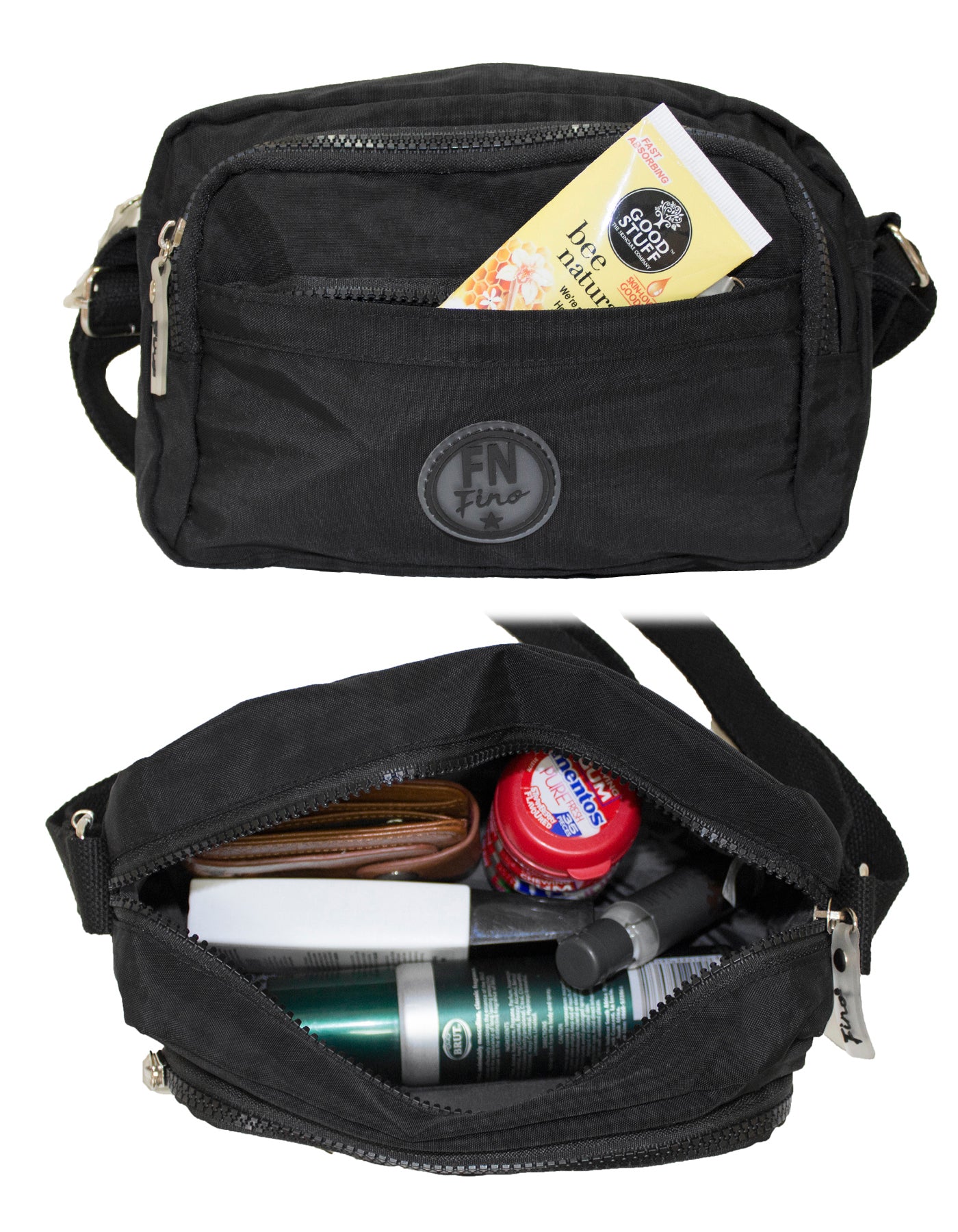 Fino SK-7743 Shoulder/ Crossbody Waterproof Ultra-Light Crinkle Nylon Bag