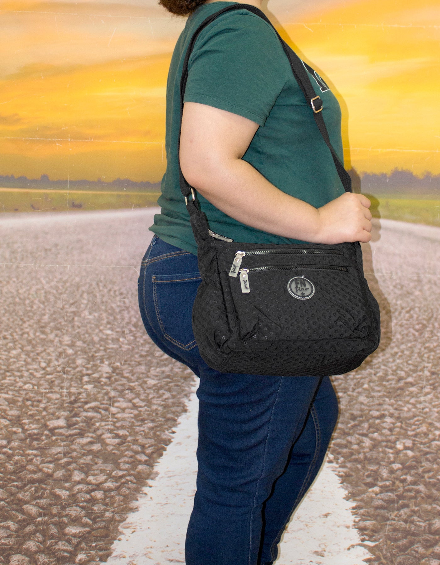 Fino SK-7748 Nylon Sling/ Crossbody Waterproof Ultra-Light Crinkle Bag