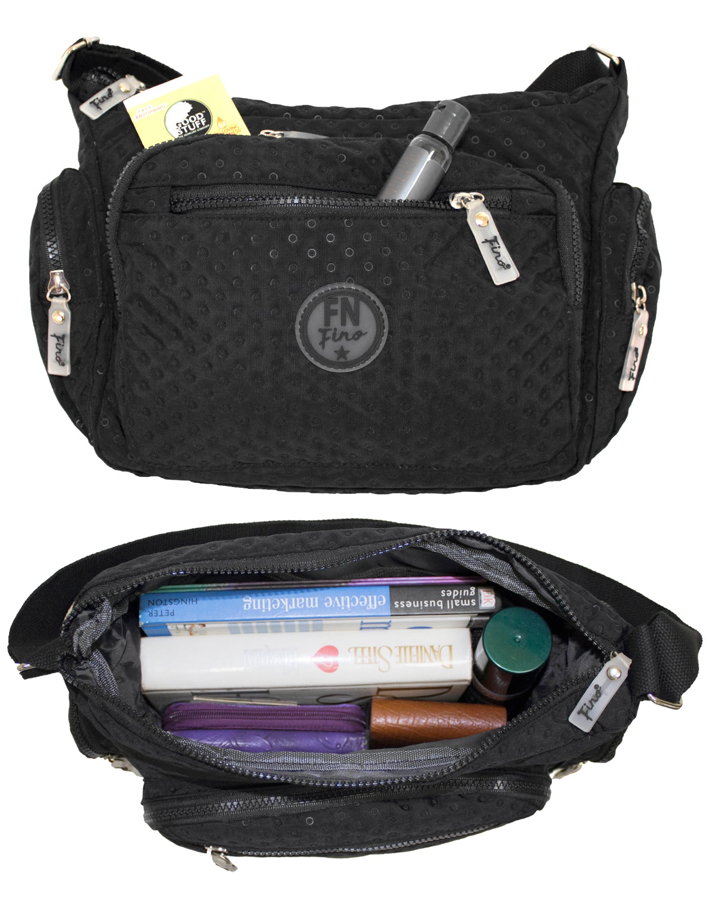 Fino SK-7749 Waterproof Ultra-Light Crinkle Nylon Crossbody/ Shoulder Bag