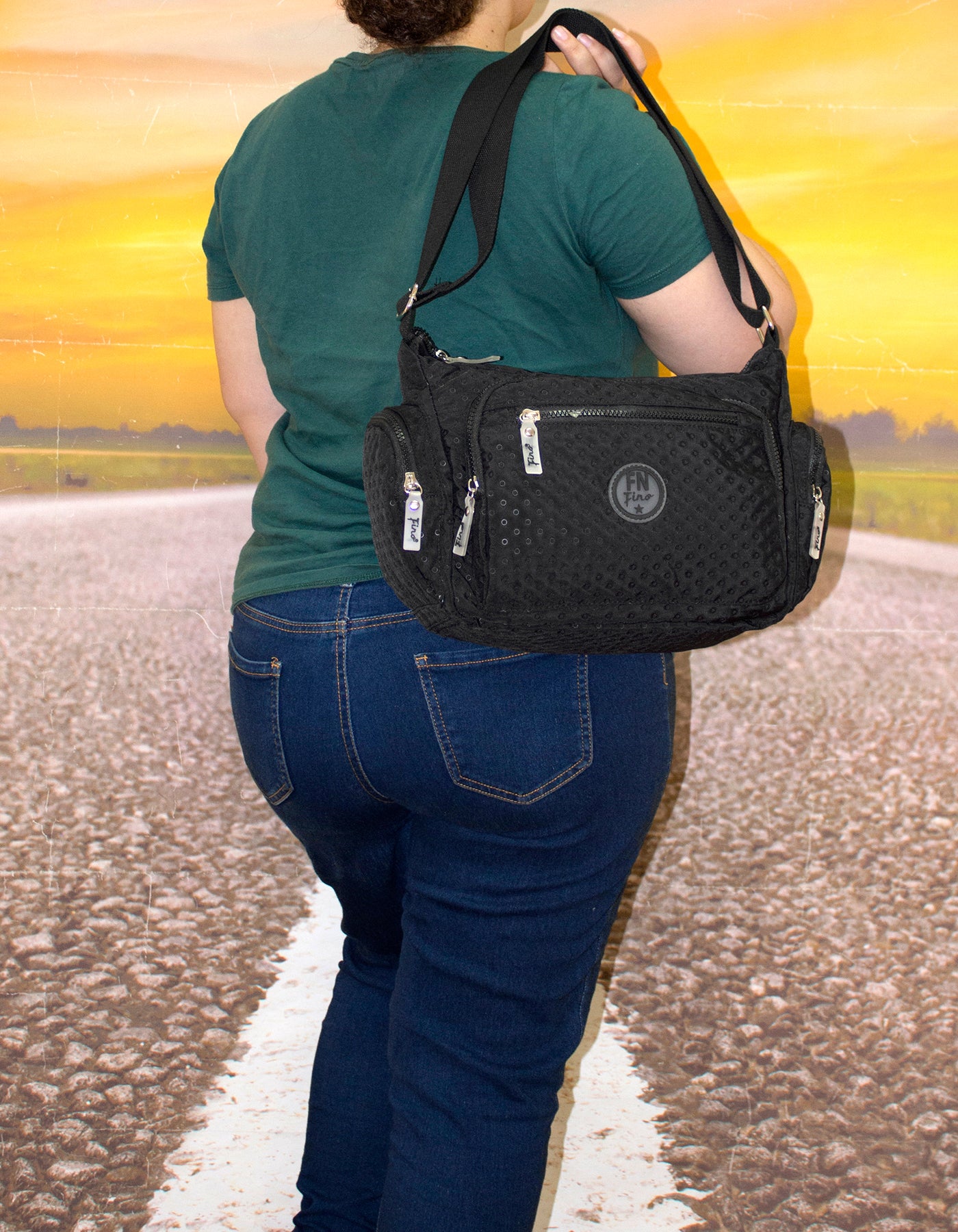 Fino SK-7749 Waterproof Ultra-Light Crinkle Nylon Crossbody/ Shoulder Bag