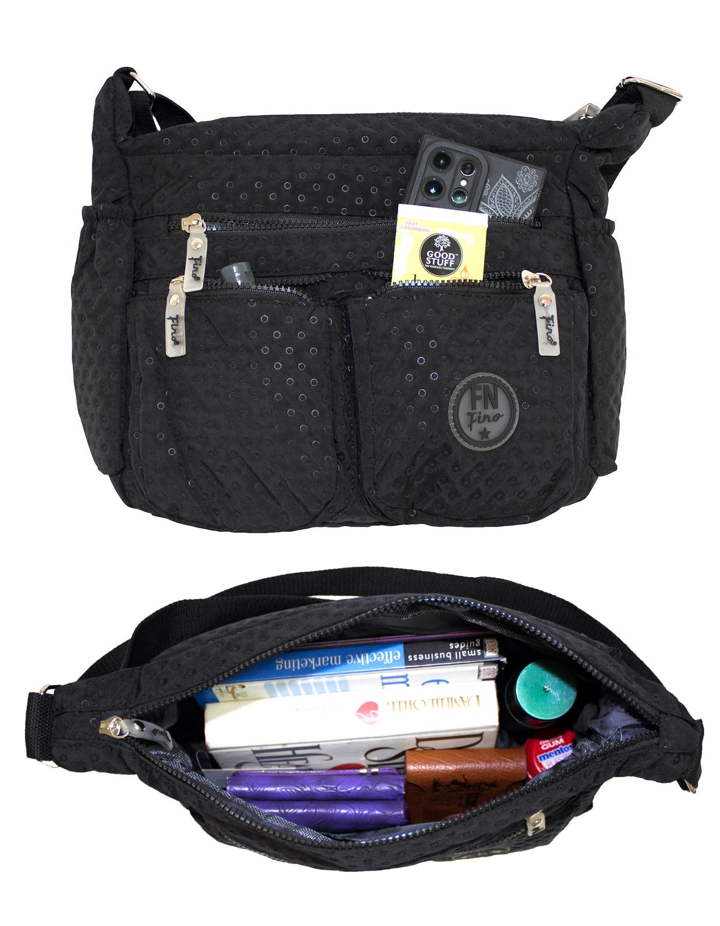 Fino SK-7750 Waterproof Ultra-Light Crinkle Nylon Shoulder/ Crossbody Bag