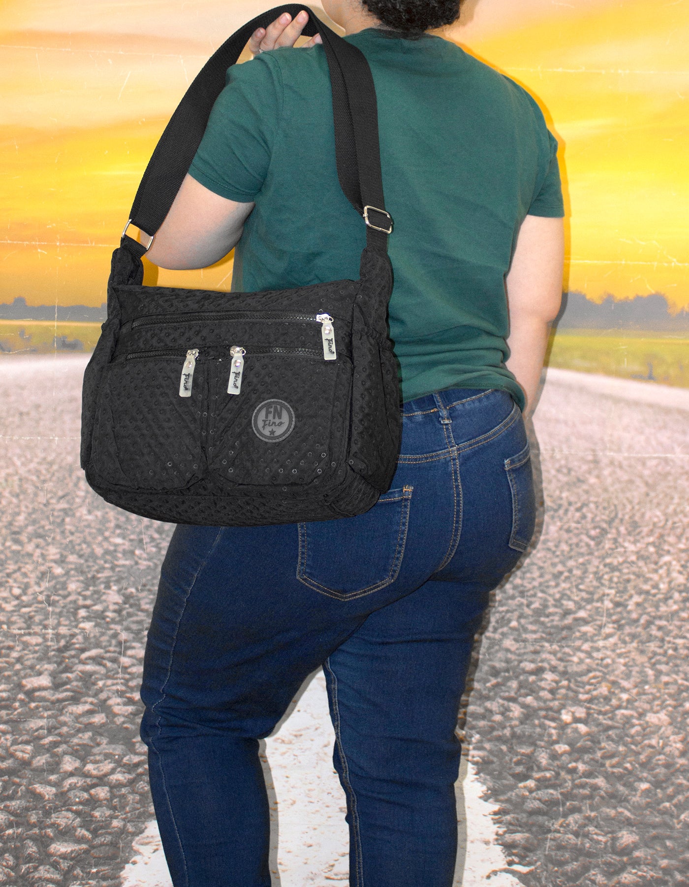 Fino SK-7750 Waterproof Ultra-Light Crinkle Nylon Shoulder/ Crossbody Bag