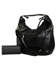 Fino SK-886+51125 Faux Leather Ladies Maxi Fashion Bag & Purse Set - Black