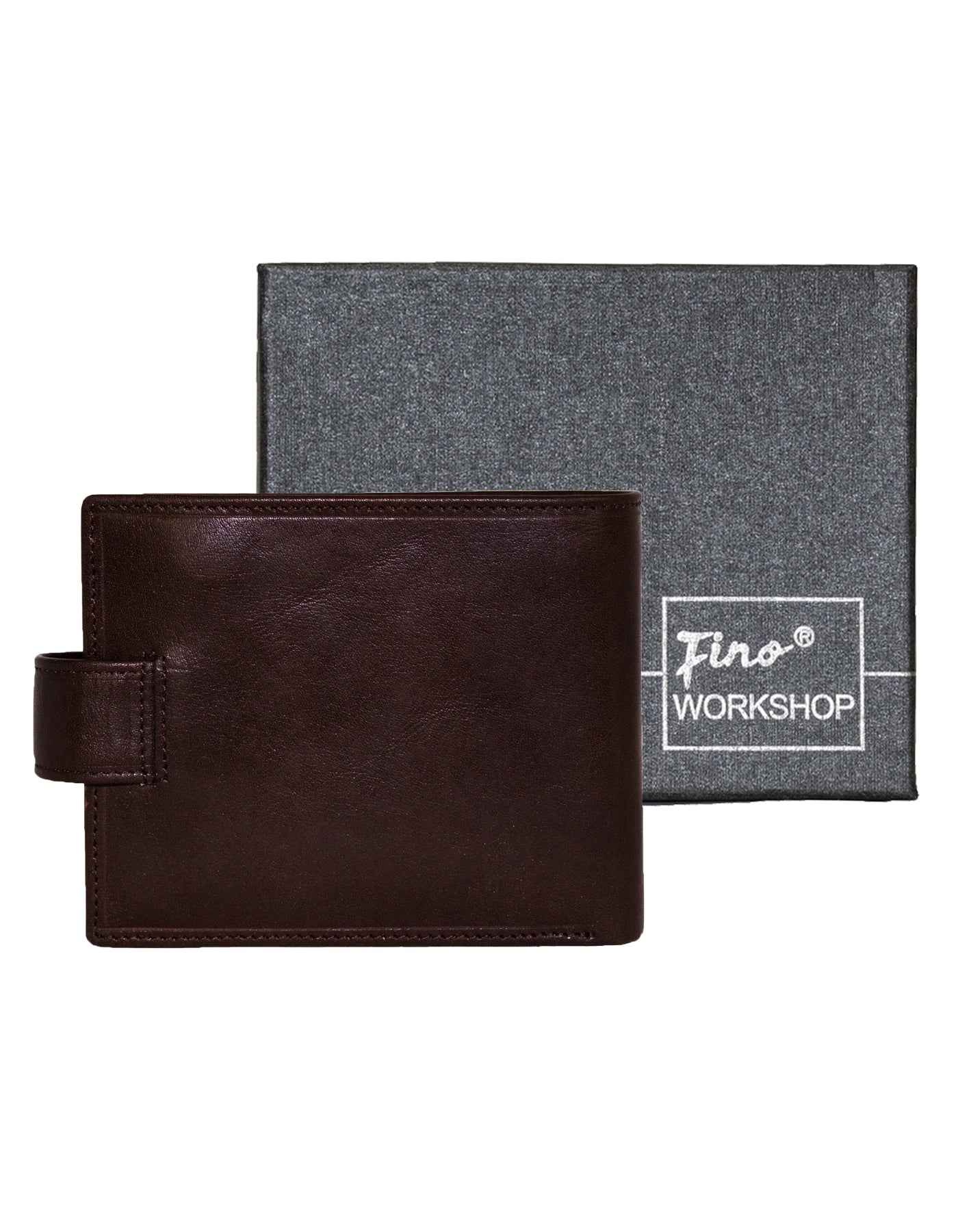 Fino SK-BK011 Top Grain Italian Leather Wallet with Box - Coffee