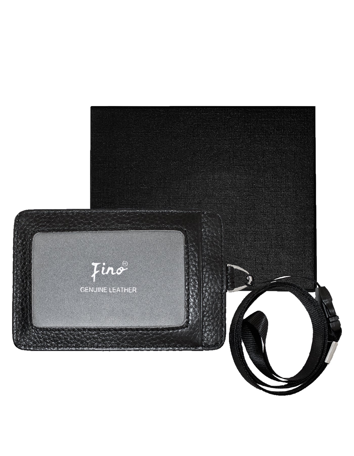Fino SK-BD0693 Full Grain Genuine Leather Unisex Lanyard with Box