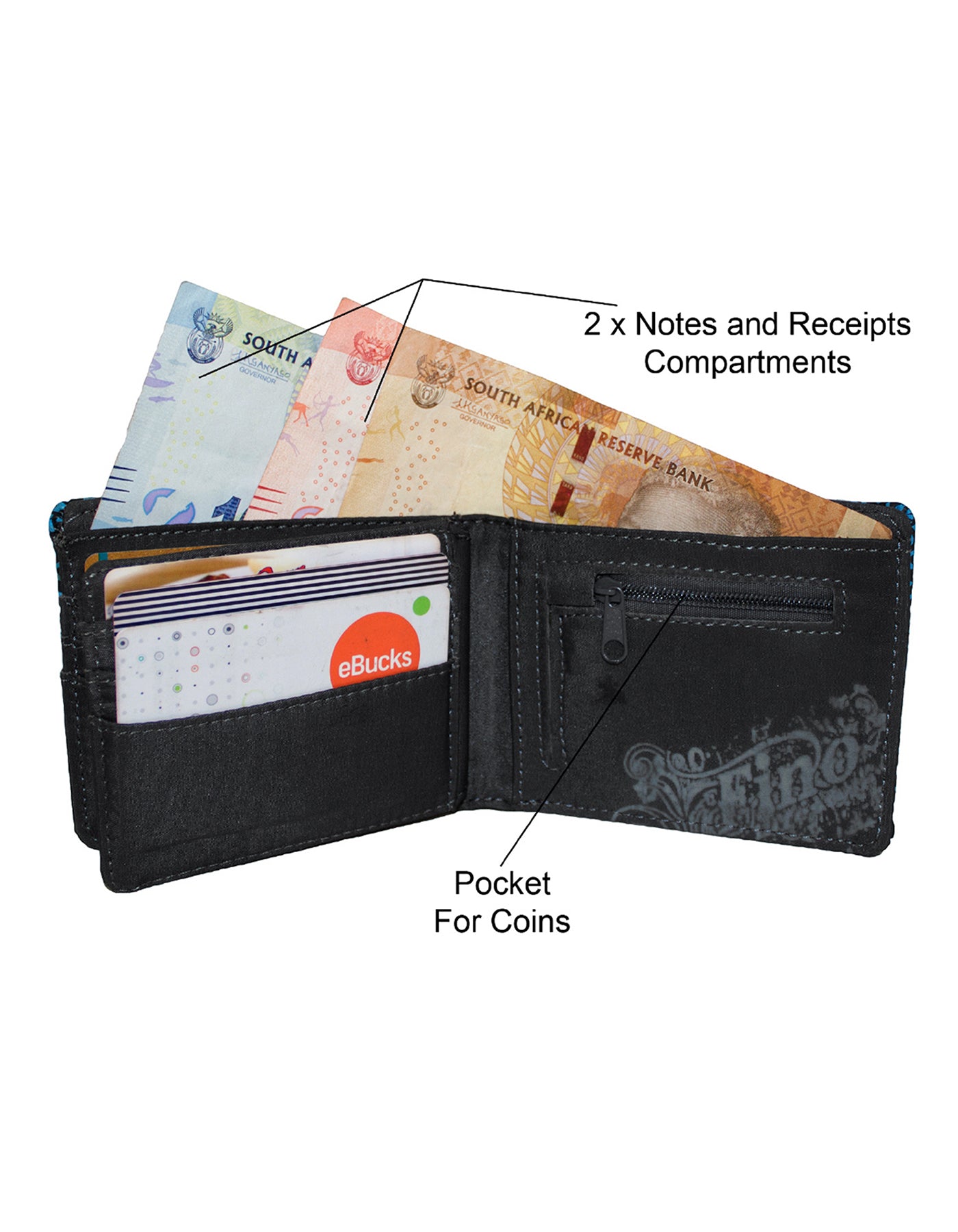 Fino SK-FZ19 Bifold Faux Leather Graffiti Wallet with SD Card Holder & Box