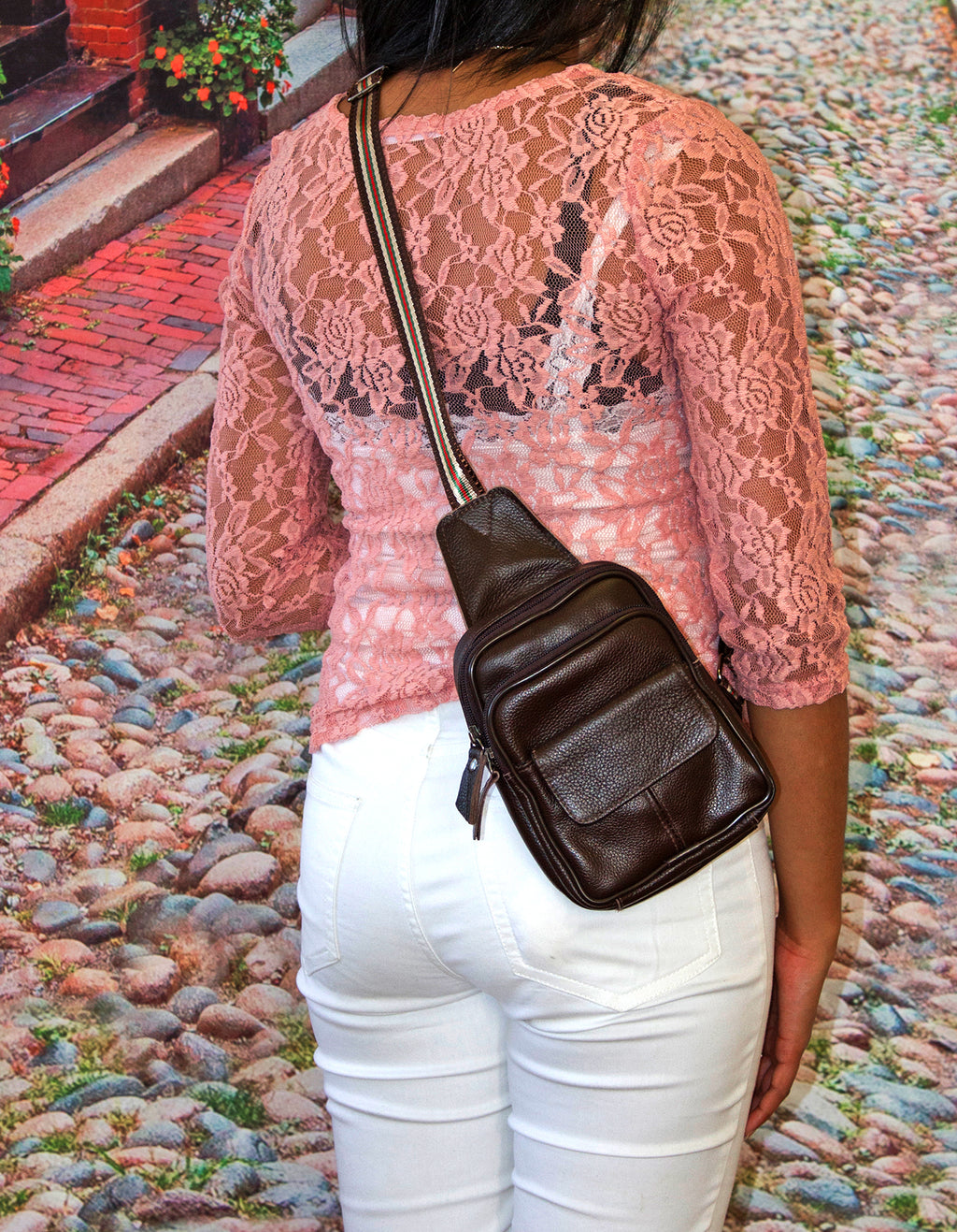 Fino SK-GT202 Unisex Mini Top Grain Genuine Leather Crossbody Bag