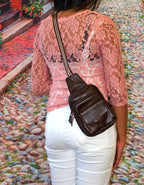 Fino SK-GT202 Unisex Mini Top Grain Genuine Leather Crossbody Bag
