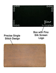 Fino SK-LV1316 Full Grain Genuine Leather Card Holder Tri-Fold Long Purse