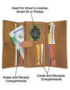 Fino SK-LV1316 Full Grain Genuine Leather Card Holder Tri-Fold Long Purse