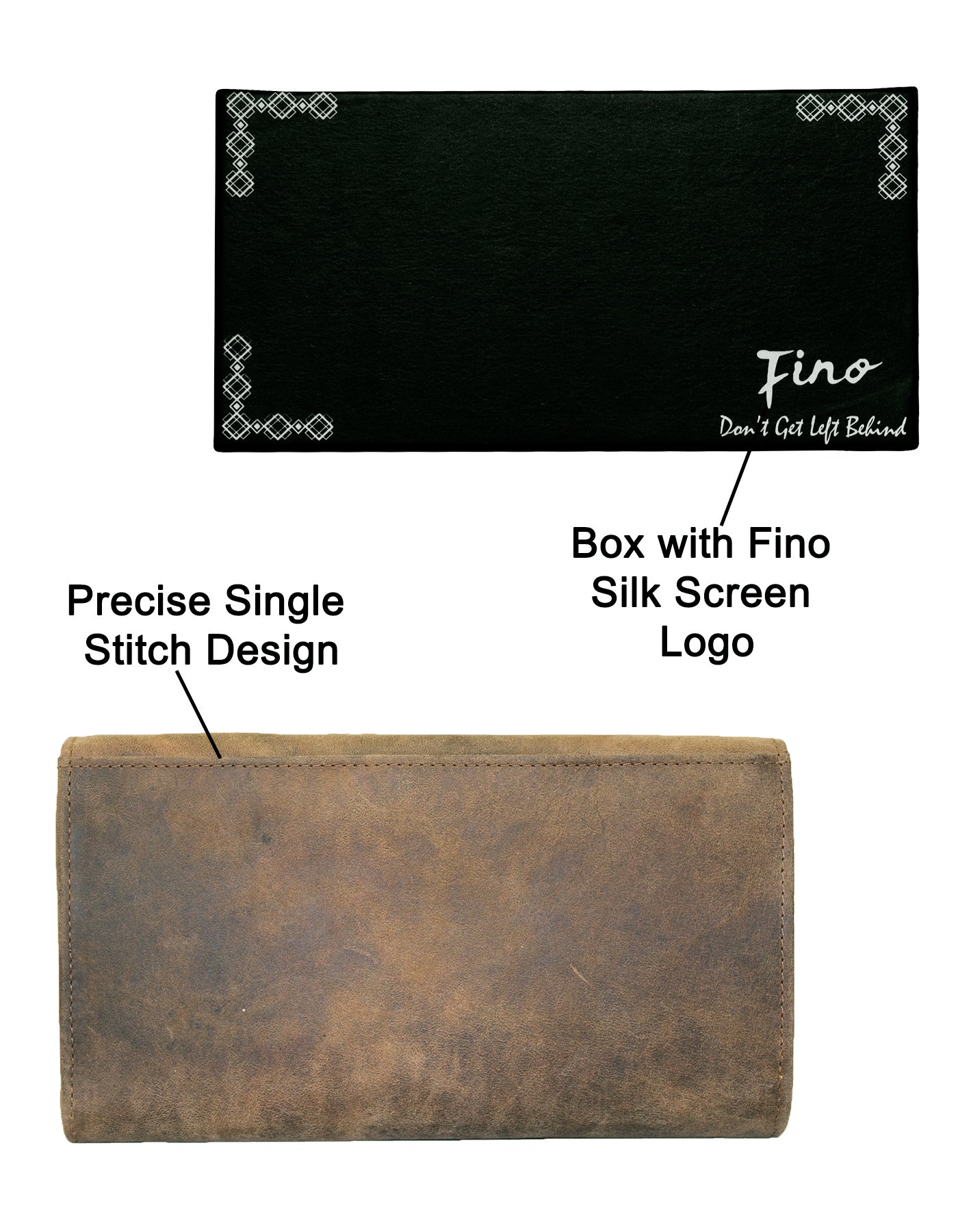 Fino SK-LV1316 Full Grain Genuine Leather Card Holder Tri-Fold Long Purse