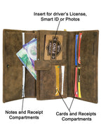 Fino SK-LV1316 Full Grain Genuine Leather Card Holder Tri-Fold Long Purse