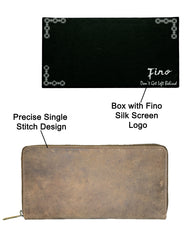 Fino SK-LV1317 Full Grain Genuine Leather/ Grab & Go Purse/ Cellphone Pouch - Coffee