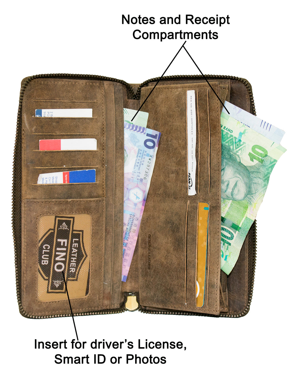 Fino SK-LV1317 Full Grain Genuine Leather/ Grab & Go Purse/ Cellphone Pouch - Coffee