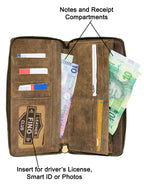 Fino SK-LV1317 Full Grain Genuine Leather/ Grab & Go Purse/ Cellphone Pouch - Coffee