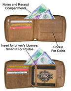 Fino SK-LV13H1 Full Grain Genuine Leather Men’s Zip Around Wallet