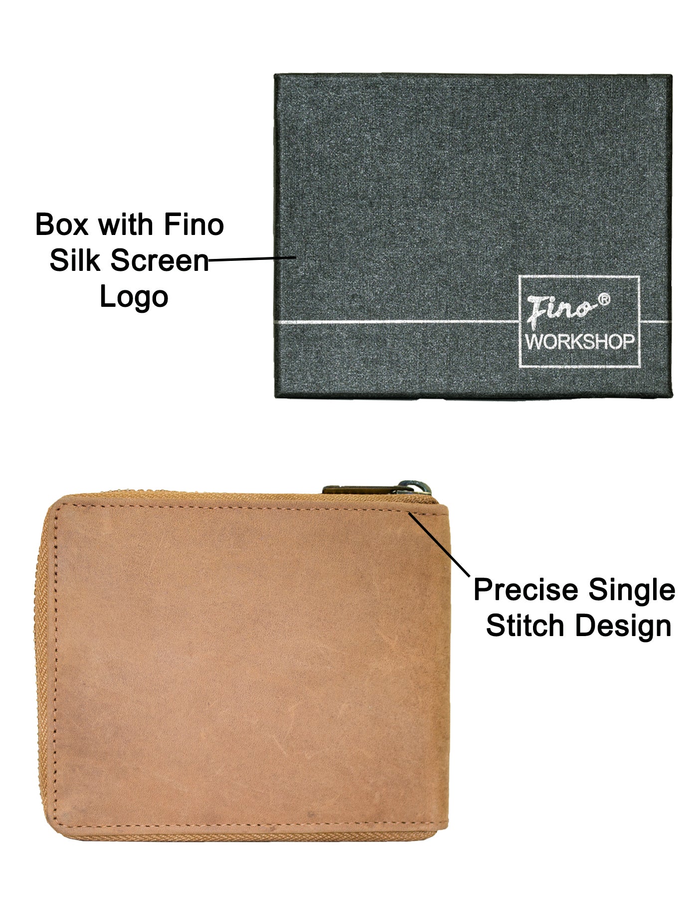 Fino SK-LV13H1 Full Grain Genuine Leather Men’s Zip Around Wallet