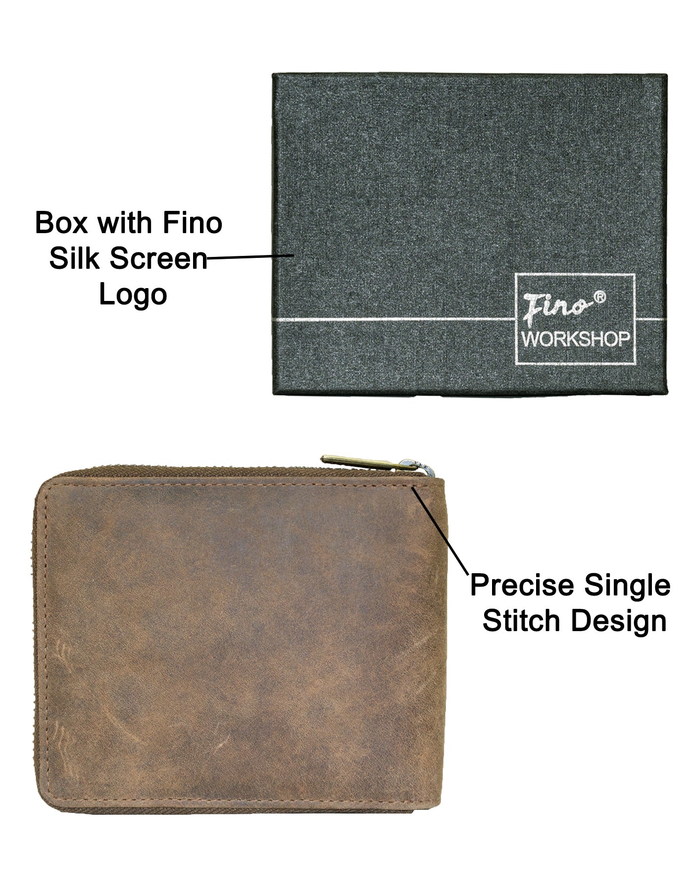 Fino SK-LV13H1 Full Grain Genuine Leather Men’s Zip Around Wallet
