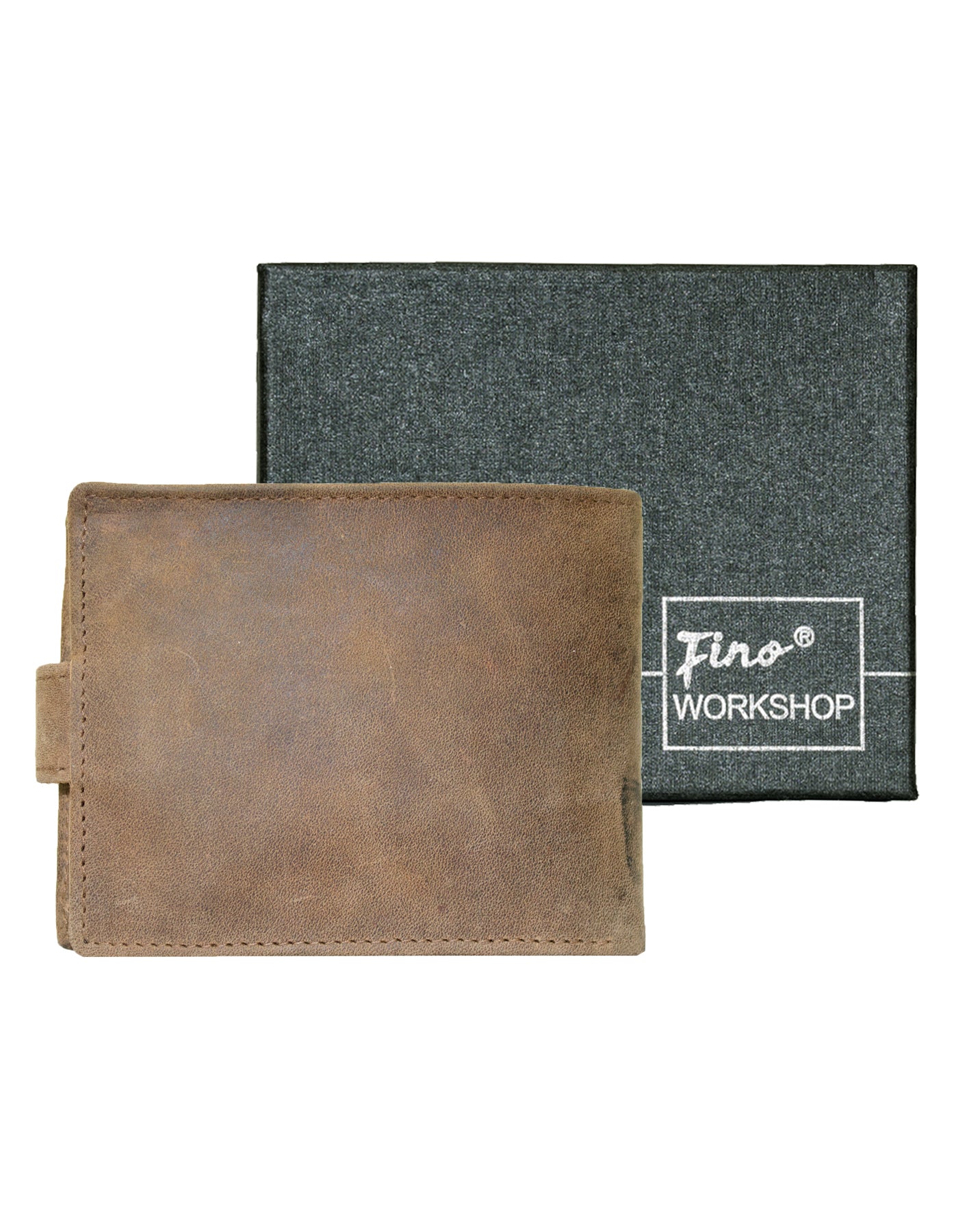 Fino SK-LV3147 Full Grain Genuine Leather Men’s Clip Closure Wallet - Brown