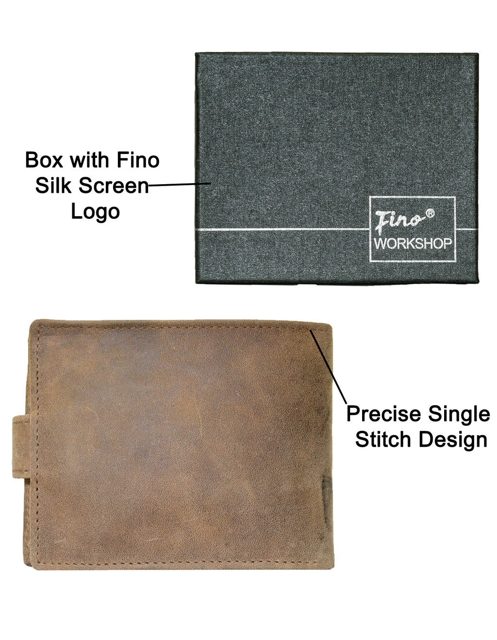 Fino SK-LV3147 Full Grain Genuine Leather Men’s Clip Closure Wallet - Brown