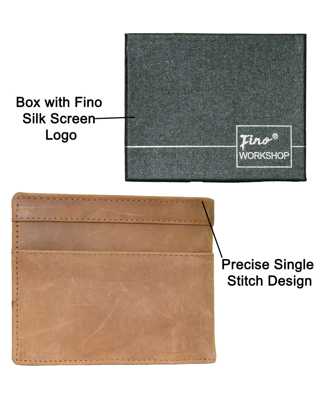 Fino SK-LVH155 Full Grain Genuine Leather Men’s Bifold Wallet - Brown