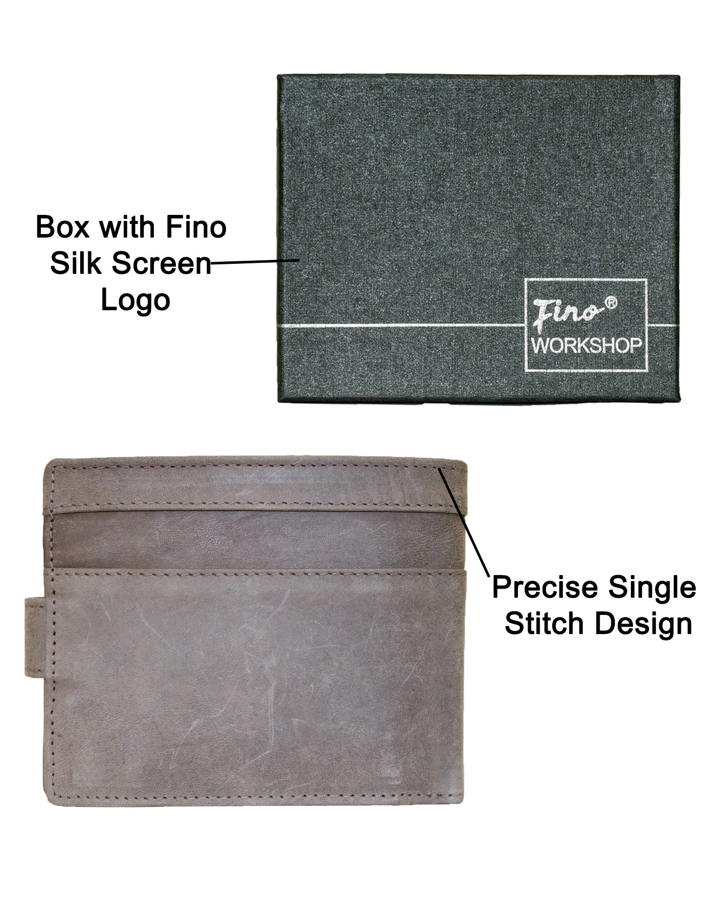 Fino SK-LVH155 Full Grain Genuine Leather Men’s Bifold Wallet - Coffee