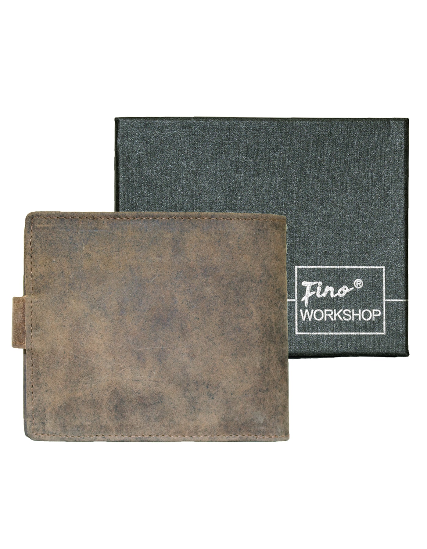 Fino SK-LVMK1 Full Grain Genuine Leather Men’s Clip Closure Wallet - Coffee